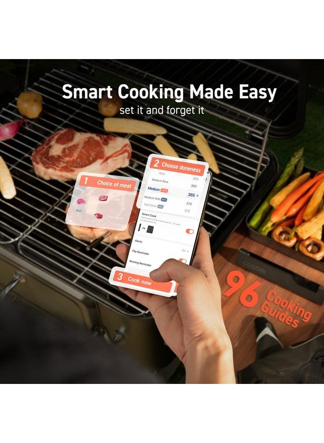 COSORI Wireless Meat Thermometer Digital, Bluetooth Food Thermometer for Grill, Smoker, Oven, Air Fryer for Turkey, Chicken, Steak, Gifts for Men, 90+ Recipes in Free App - Image 4