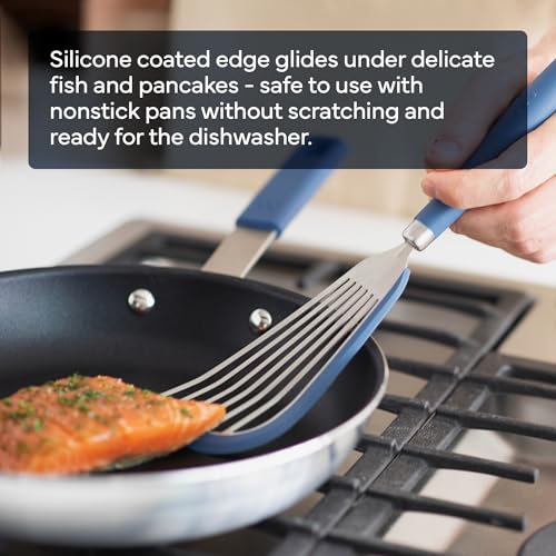Misen Fish Silicone Spatula - Slotted Turner for Cooking - Perfect for Frying - Heat Resistant - Dishwasher Safe -1mm Thick Flexible Flipper - Soft Silicone Grip Handle for Easy Use - Image 5