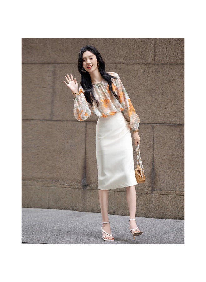 dme Demna "Love Wearing Floral Shirts" Series Spring Diamond Chiffon Shirt With Big Sleeves And Flesh-Hiding Blouse Women'S Top - Image 5
