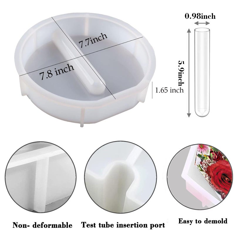 ZtohPyo Large Vase Resin Molds, Round Silicone Molds for Epoxy Resin, Deep Resin Mold for Flowers w/3 Test Tubes, 3D Resin Art Molds for Flowers Preservation, DIY Gifts, Wedding Valentine Home Decors - Image 3