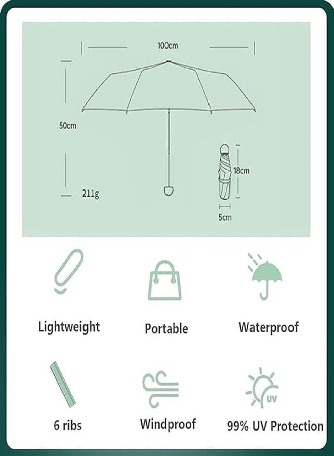ABSTER Mini Folding Umbrella with UV Protection and Waterproof Coating, 6 Ribs Compact Portable Parasol with Storage Case, Portable, Lightweight & Durable for Rain & Sun Protection - Image 2