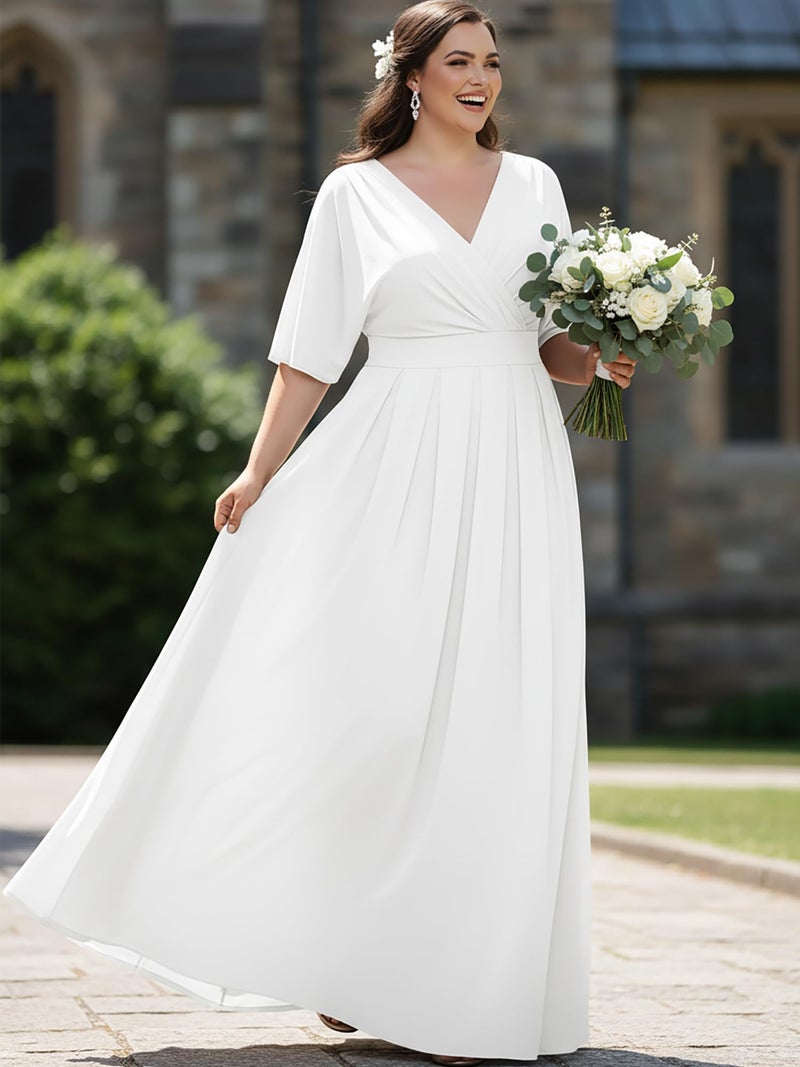KOH KOH Womens Long Sleeveless Bridesmaid Halter Neck Wedding Party Guest Flowy Slimming Semi Formal Elegant Gala Ball Evening A-line Tall Gown Maxi Dress, Ivory White L 12-14 - Image 5