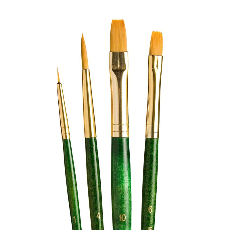 Princeton Real Value Series 9000 Green Handled Brush Sets 9116 Set of 4