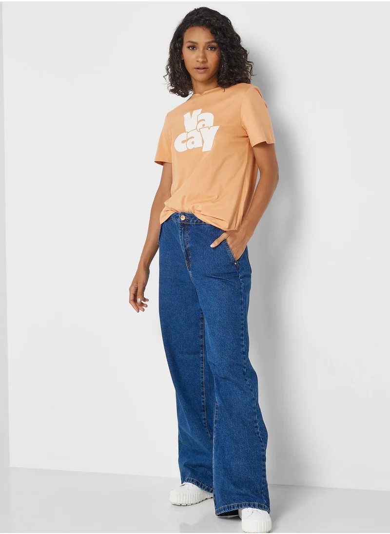 NOISY MAY Nmashley Nw Wide Leg Jeans Vi140Db Bg