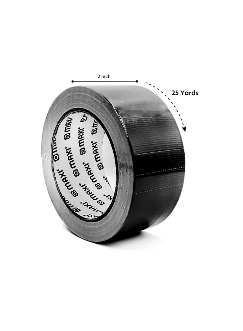 Maxi 48Mm X 25Yds Duct Tape Black,Waterproof Strong Adhesive Tape For Patching, Sealing, Securing Cables And Labelling , Heavy Duty Tape For Indoor & Outdoor Use  - Image 2
