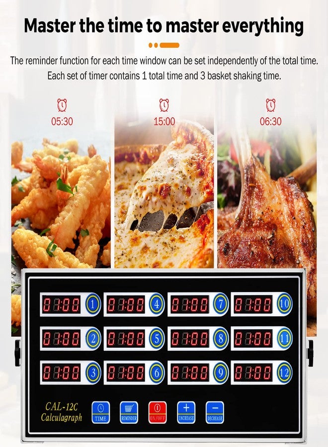 BEAMNOVA 12 Channels Digital Kitchen Timer for Cooking Loud Alarm Stainless Steel Clock Hours and Minutes Seconds Volume Control Electronic Calculator - Image 3