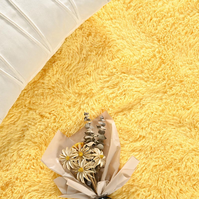 FlyDOIT Large Area Rugs for Living Room, 4x6 Feet Yellow Shaggy Rug Fluffy Throw Carpets, Ultra Soft Plush Modern Indoor Fuzzy Rugs for Bedroom Girls Kids Nursery Room Dorm Home Decor - Image 5
