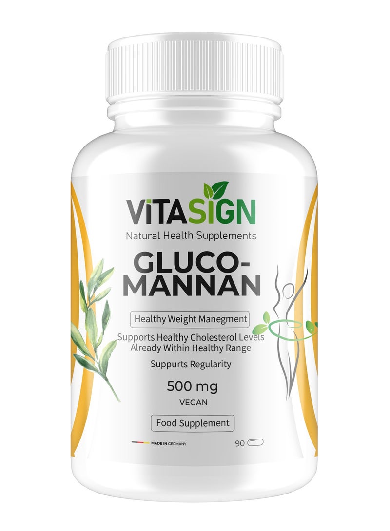 VITASIGN Premium Glucomannan 500mg, 90 Vegan Capsules – For weight management, Digestion and gut health - Image 1