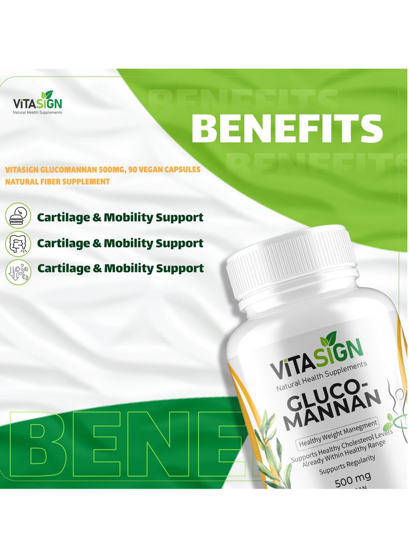 VITASIGN Premium Glucomannan 500mg, 90 Vegan Capsules – For weight management, Digestion and gut health - Image 4