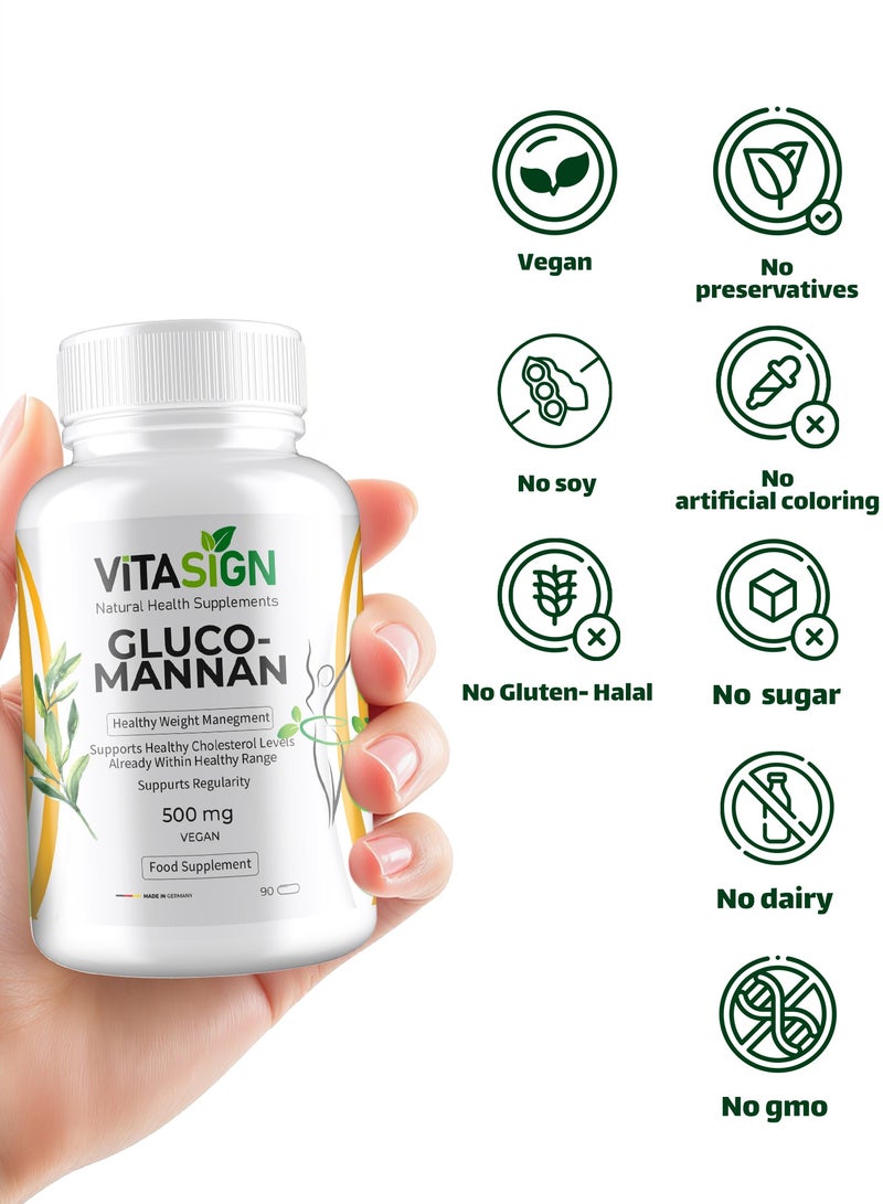 VITASIGN Premium Glucomannan 500mg, 90 Vegan Capsules – For weight management, Digestion and gut health - Image 5