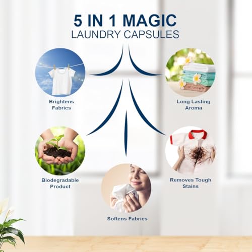 Ecosys 3-in-1 Dissolvable Magic Laundry Pods for 10 washes: Bio Enzymes Infused, Tough Stain Fighter for Top & Front Load with Floral Aroma,1 Pod = 1 Wash for 5-7kg - Image 3