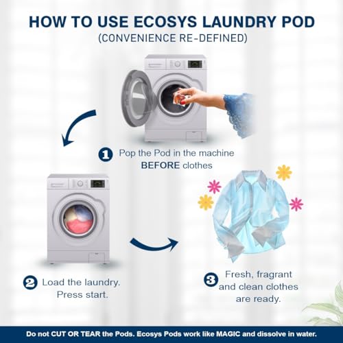 Ecosys 3-in-1 Dissolvable Magic Laundry Pods for 10 washes: Bio Enzymes Infused, Tough Stain Fighter for Top & Front Load with Floral Aroma,1 Pod = 1 Wash for 5-7kg - Image 2