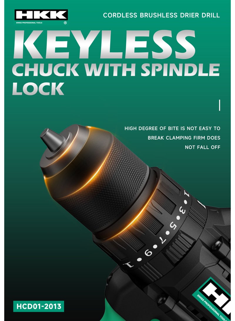 ح ك ك مثقاب لاسلكي بدون فُرش 20 فولت – مثقاب كهربائي قابل لإعادة الشحن بسرعات متعددة وعزم دوران متغير | مفك ومثقاب للخشب والمعدن والمشاريع المنزلية - Image 2