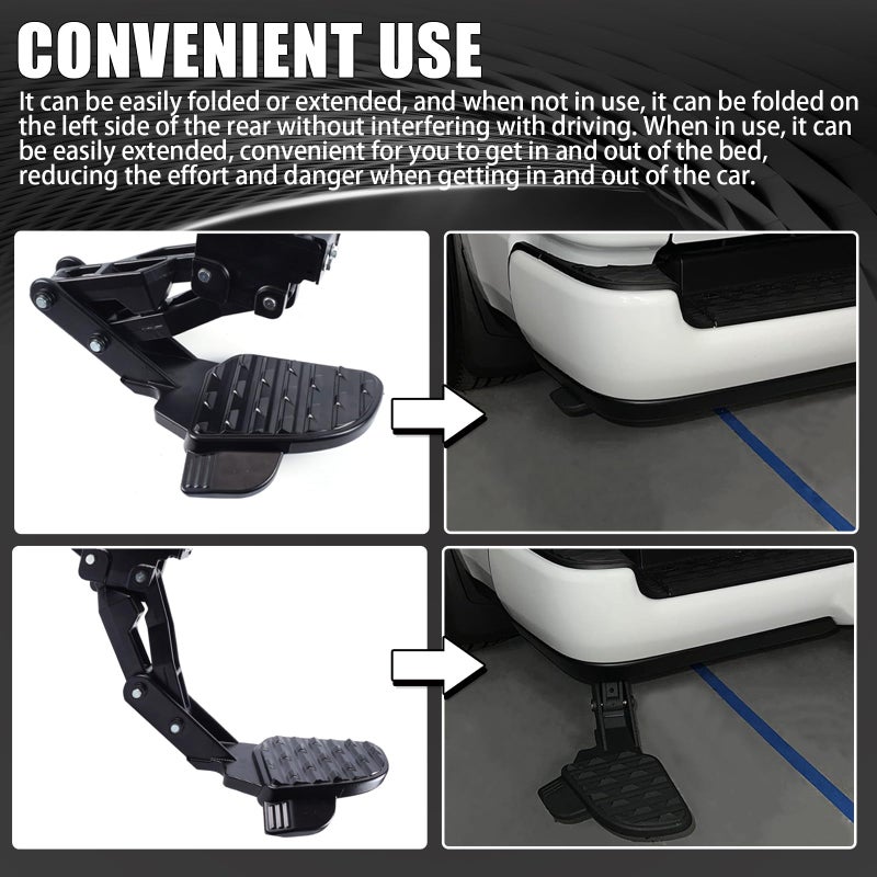 WEILEITE Rear Bed Step Retractable Truck Tailgate Bumper Step Fit for Dodge Ram 1500 DT(New Body Style) 2019 2020 2021 2022 2023 2024 2025 2026 Replaces 82215289AG 82215289AH 82215289 82215289AB - Image 3