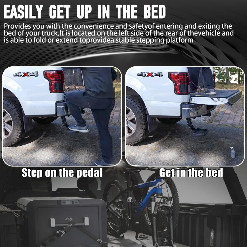 WEILEITE Rear Bed Step Retractable Truck Tailgate Bumper Step Fit for Dodge Ram 1500 DT(New Body Style) 2019 2020 2021 2022 2023 2024 2025 2026 Replaces 82215289AG 82215289AH 82215289 82215289AB - Image 2