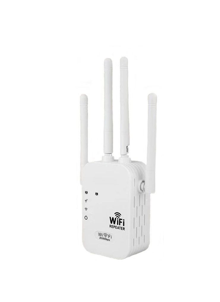 300Mbps WiFi Signal Booster, 4 Antenna Repeater, Network Extender, WiFi Range Extender, White