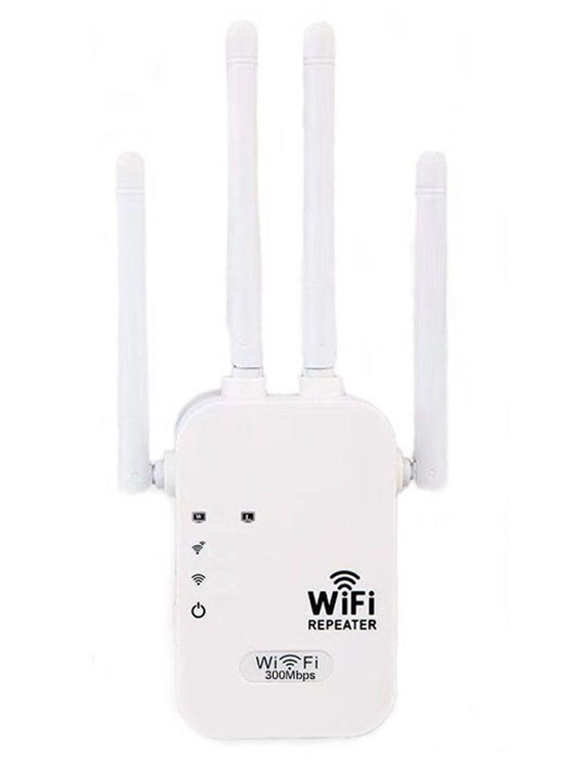 300Mbps WiFi Signal Booster, 4 Antenna Repeater, Network Extender, WiFi Range Extender, White