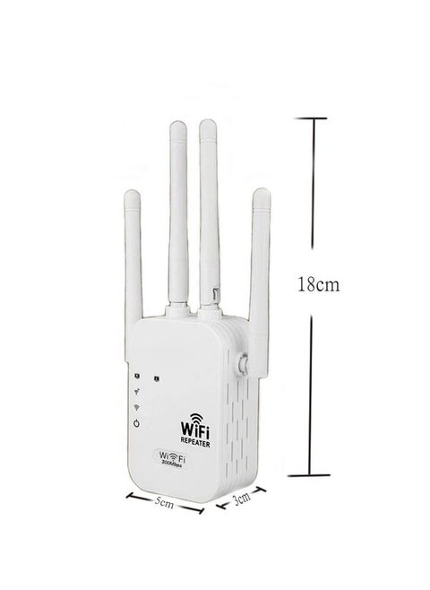 300Mbps WiFi Signal Booster, 4 Antenna Repeater, Network Extender, WiFi Range Extender, White