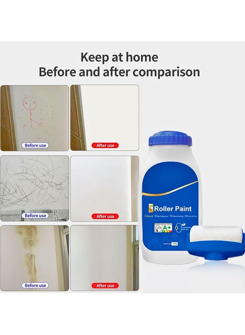 500g Wall Repair Paint Roller, 2 in 1 Wall Repaint Brush, Easy Wall Repair Tool for Ceramic, Tile, Pottery, Porcelain, Ceiling, Repairs Graffiti, Scratches, Footprints - Image 4