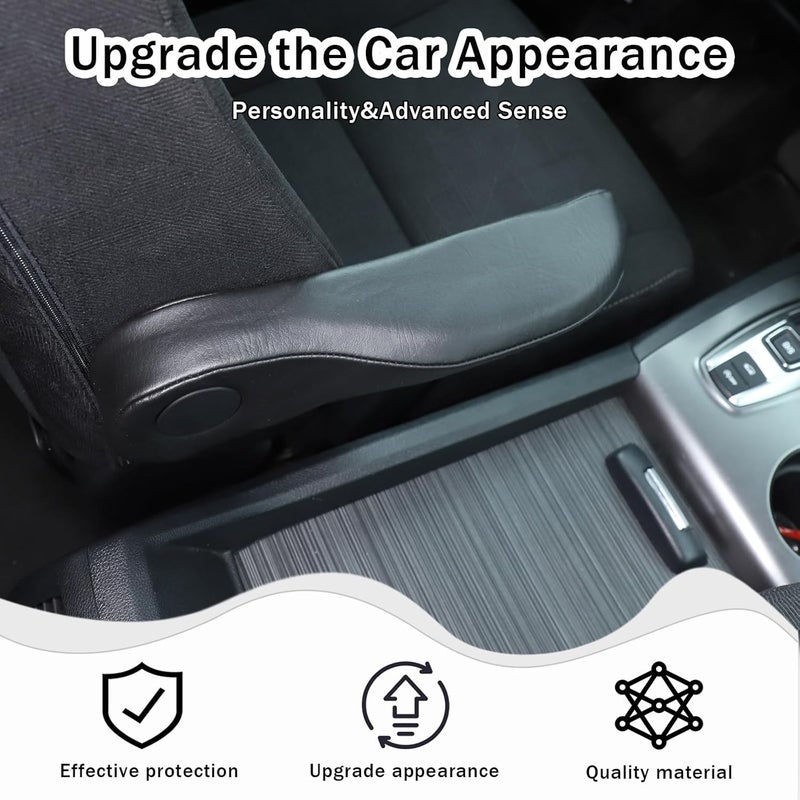 HIRUFAIT Black Leather Car Seat Armrest Covers - Image 3