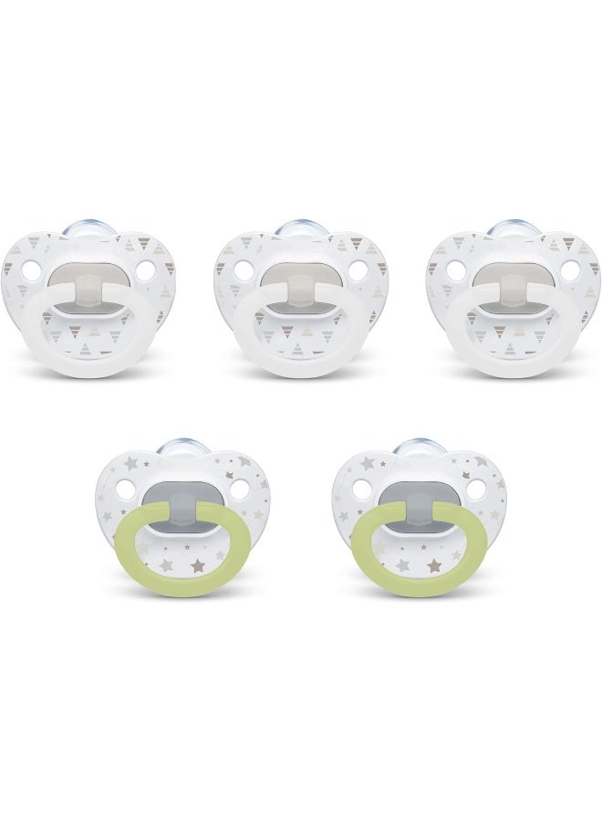 NUK Comfy Orthodontic Pacifiers, Timeless Collection, 0-6 Months, 5 Count - Image 1