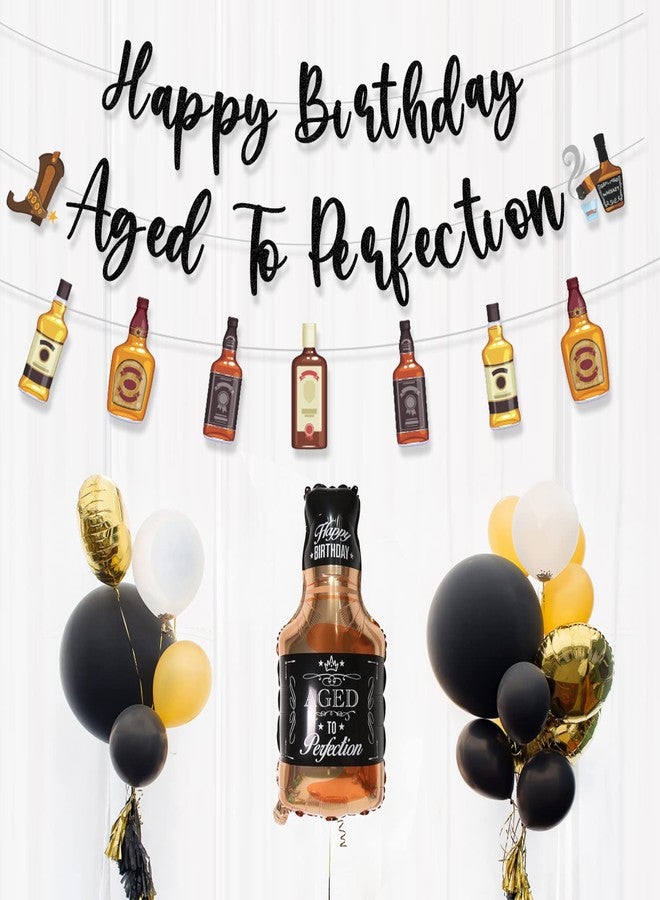 Refavor Happy Birthday Banner Men, 3pcs Aged to Perfection Birthday Party Banners Decor Supplies, Wine Whiskey Beer Theme Party Decor - Image 4
