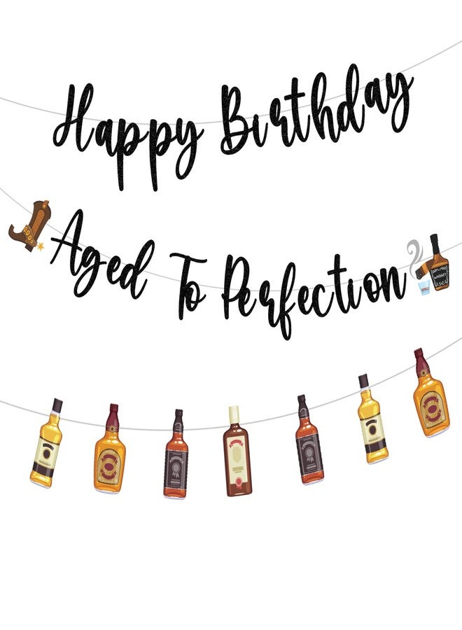 Refavor Happy Birthday Banner Men, 3pcs Aged to Perfection Birthday Party Banners Decor Supplies, Wine Whiskey Beer Theme Party Decor - Image 1