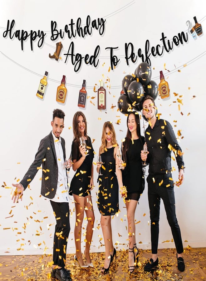 Refavor Happy Birthday Banner Men, 3pcs Aged to Perfection Birthday Party Banners Decor Supplies, Wine Whiskey Beer Theme Party Decor - Image 5