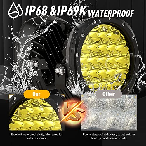 BIGLION.X 7Inch Round LED Amber Driving Offroad Lights 2PCS 210W 32000LM Amber Off road Lights LED Off Road Light Round Waterproof IP68 IP69K 12V 24V for Pickup Trucks SUV ATV UTV 4x4 - Image 5