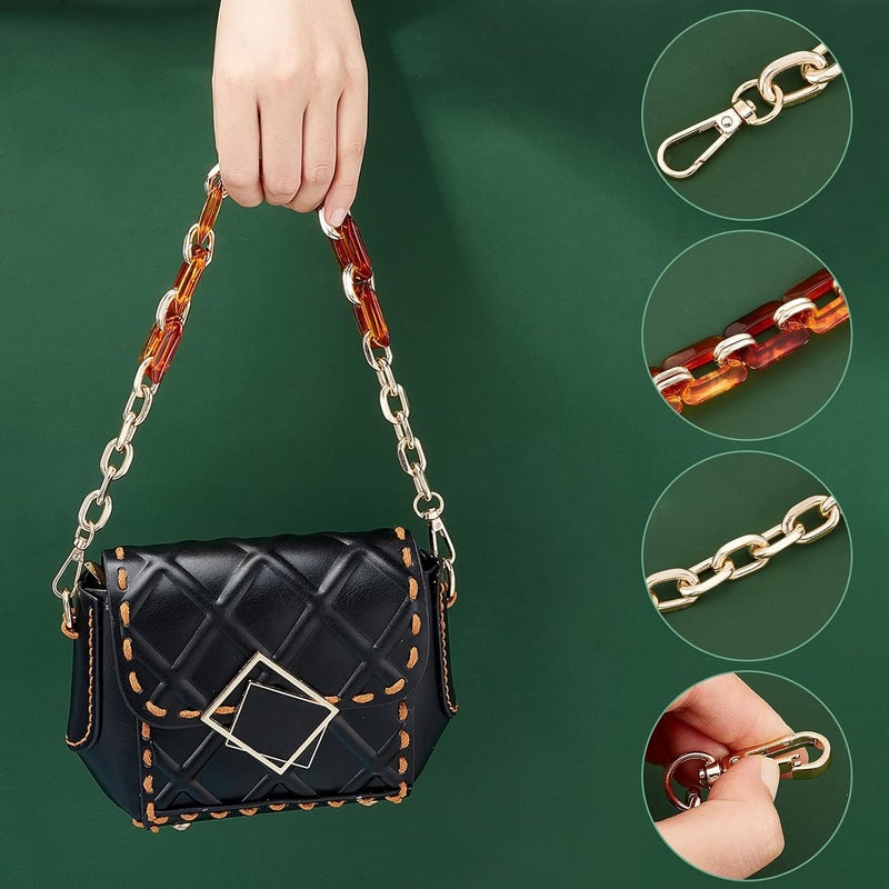 cheekyglo Purse Strap Replacement, 18.2 Inch Resin Flat Chain Strap Acrylic Bag Strap Short Clutch Bag Handles DIY Handbag Decoration Chain Accessories for Shoulder Crossbody Bag Pouchette - Image 3