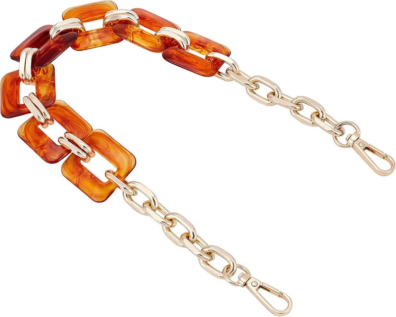 cheekyglo Purse Strap Replacement, 18.2 Inch Resin Flat Chain Strap Acrylic Bag Strap Short Clutch Bag Handles DIY Handbag Decoration Chain Accessories for Shoulder Crossbody Bag Pouchette - Image 1