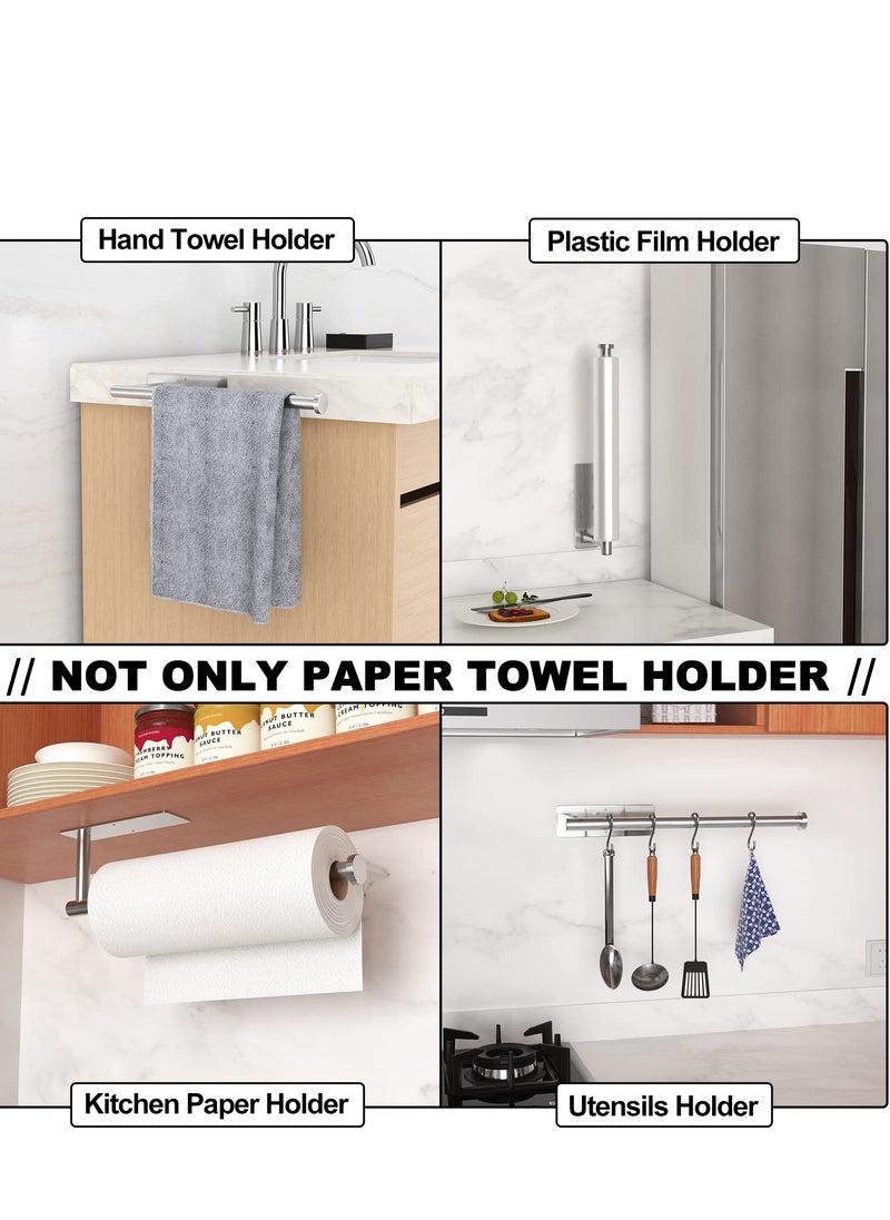Excefore - Paper Towel Holder, Self-Adhesive or Drilling, Brushed Nickel Wall Mounted Paper Towel Rack for Kitchen, SUS304 Stainless Steel Kitchen Roll Holder Under Cabinet - Image 1