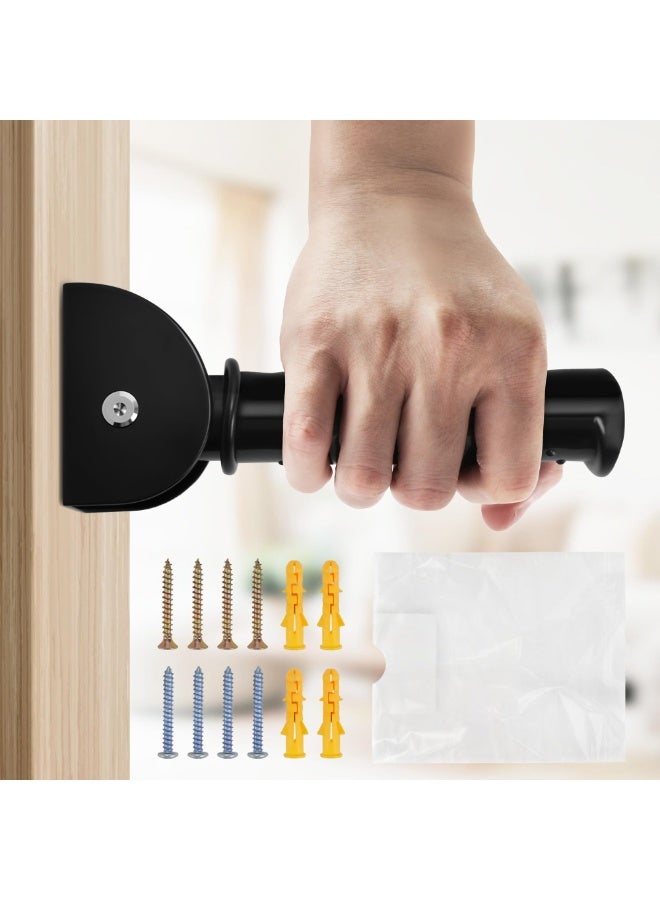 سيوسي Doorway Assist Handle, Flip-Up Folding Grab Bar for Wall Mounting, Foldable Safety Grab Handle for Elderly, Handicap, and Balance Support, Metal Grip Bar for Seniors, Durable (Black) - Image 1