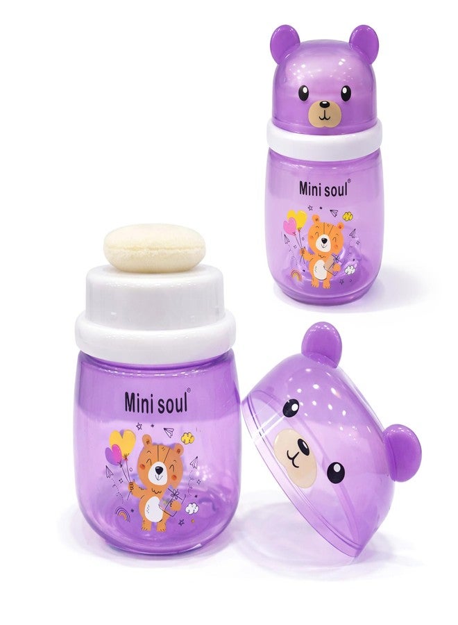 Mini Soul Baby Powder Puff with Container Soft Feather Sponge Powder Applicator for Newborn & Infant Transparent Refillable Case Mess-Free, Leak-Proof, Baby-Safe Powder Puff for Kids Purple - Image 1