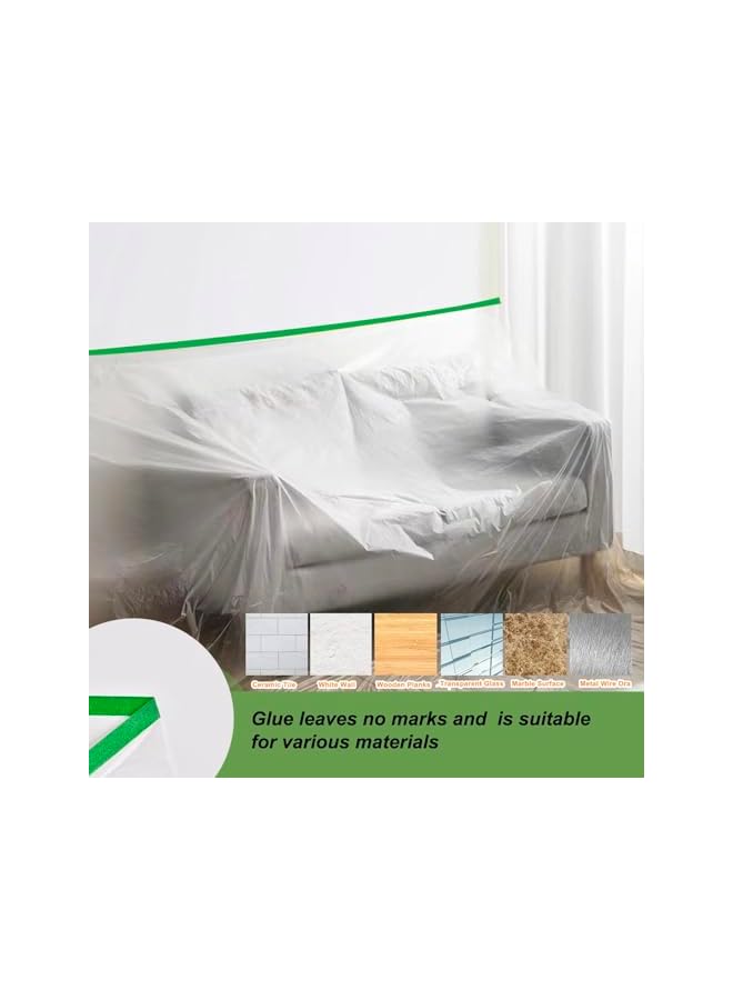 PROMASS promass 2 Pack Pre-Taped Drop Film – 59'' x 65ft Pre-Taped Masking Film with Updated Tape and Drape for Painting Projects, Interior Coating, Baseboards, and Furniture Protection  - Image 4