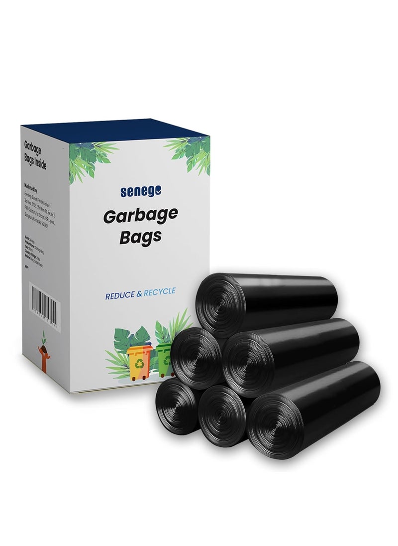 Senego Senego by Trendy Home Garbage Bags for Dustbin Pack of 6 Large 180 Count 24 x 32 Inches for Dry Wet Waste Dustbin Trash Bags Garbage Bag for Trash Cans 30 Bags Per Roll Black  - Image 1