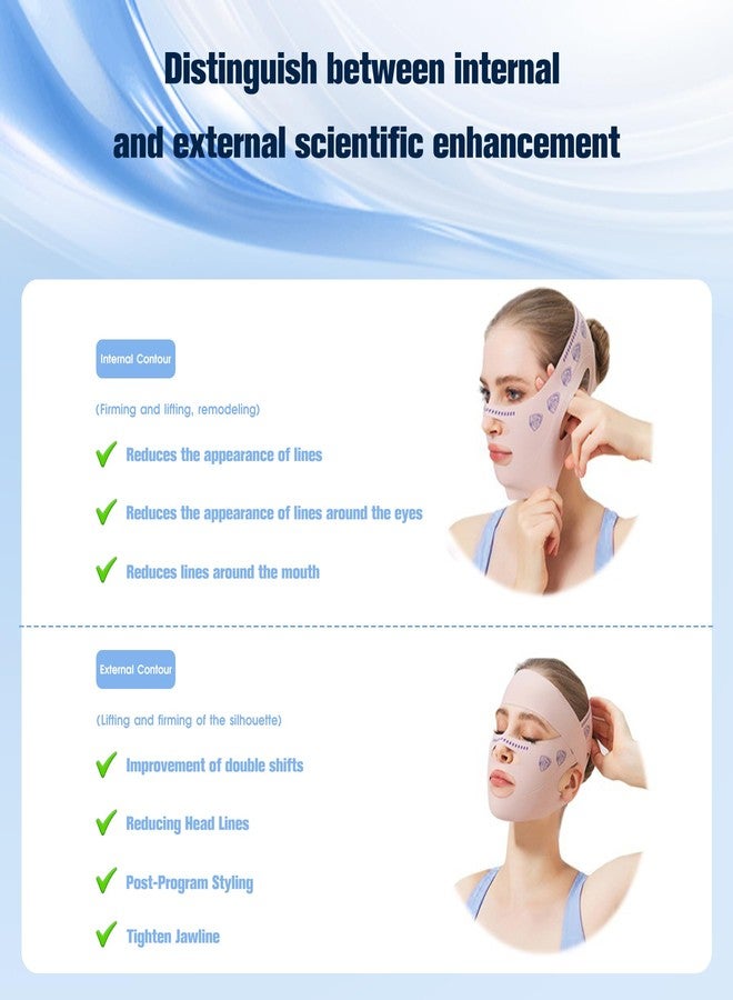 kanuoc Upgrade V Line Face Lifting Mask, Chin Strap for Sleeping, V Line Lifting Mask Face Slimming Strap, Double Chin Reducer Eliminator for Women, Jaw Exerciser, Firming Prevent Sagging (21-27in, Pink) - Image 3