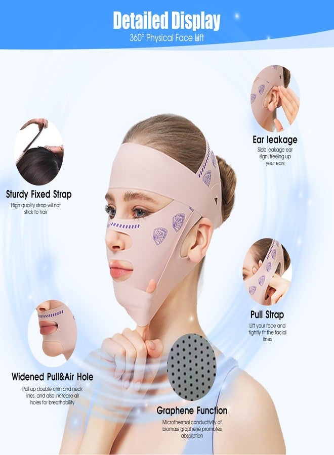 kanuoc Upgrade V Line Face Lifting Mask, Chin Strap for Sleeping, V Line Lifting Mask Face Slimming Strap, Double Chin Reducer Eliminator for Women, Jaw Exerciser, Firming Prevent Sagging (21-27in, Pink) - Image 2
