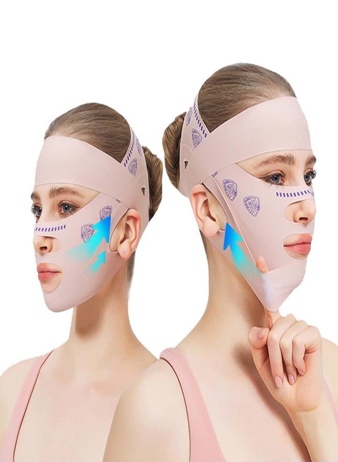 kanuoc Upgrade V Line Face Lifting Mask, Chin Strap for Sleeping, V Line Lifting Mask Face Slimming Strap, Double Chin Reducer Eliminator for Women, Jaw Exerciser, Firming Prevent Sagging (21-27in, Pink) - Image 1