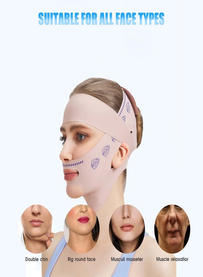 kanuoc Upgrade V Line Face Lifting Mask, Chin Strap for Sleeping, V Line Lifting Mask Face Slimming Strap, Double Chin Reducer Eliminator for Women, Jaw Exerciser, Firming Prevent Sagging (21-27in, Pink) - Image 4