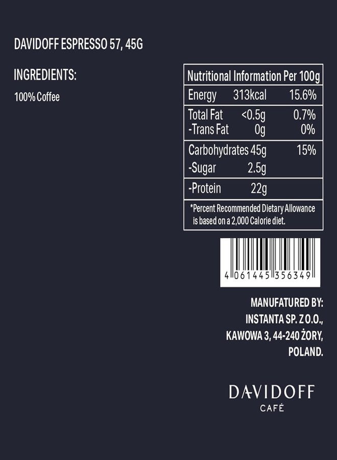 Davidoff Coffee Set, Rich Aroma Vivid & Spicy and Espresso 57 Dark & Chocolatey, 100% Arabica Coffee, Glass Jar Each 45g X Pack Of 2 (Product Of Germany) By DECADENT - Image 2