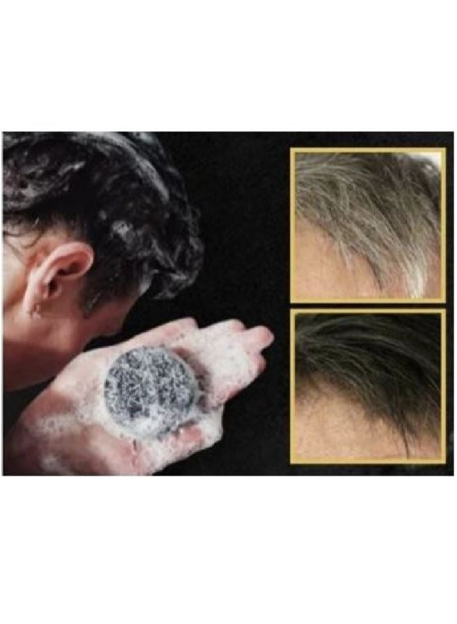 Black Soap Grey Coverage Bar Shampoo 50g, hair darkening soap bar with botanical herbal extracts for hair growth and dye free solution to gray hair