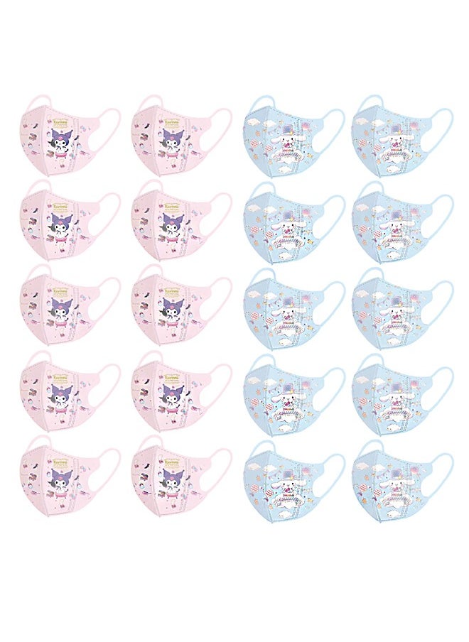 Beyond - 20 Pcs Marvel Cartoon Masks Set, Dust Proof Sun Protection Fabric Face Covering (Blue+Pink) - Image 1