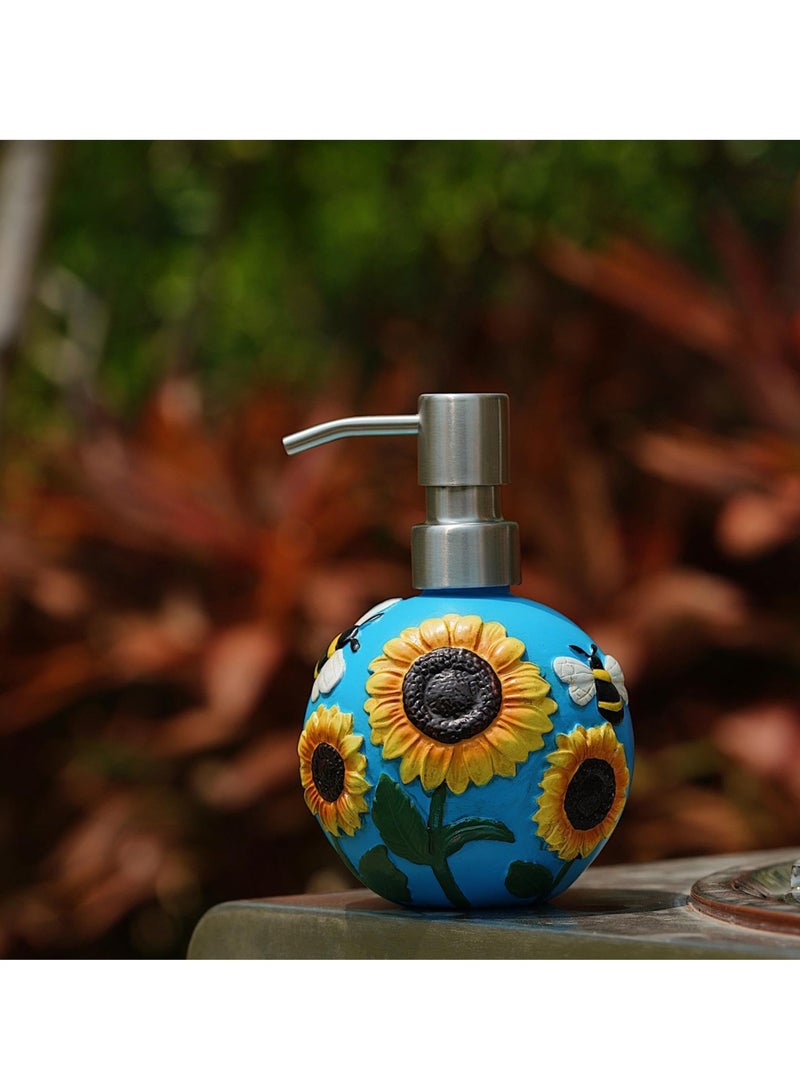 Zikra Pump Bottle Dispenser - 350ml Removable Pump Included Bathroom Lotion Dispenser | Moisturizer Pump Bottle, Empty Liquid Container, 3D Bee Sunflower Pattern Dispenser Bottle for Face Cream, Moisturizer - Image 5