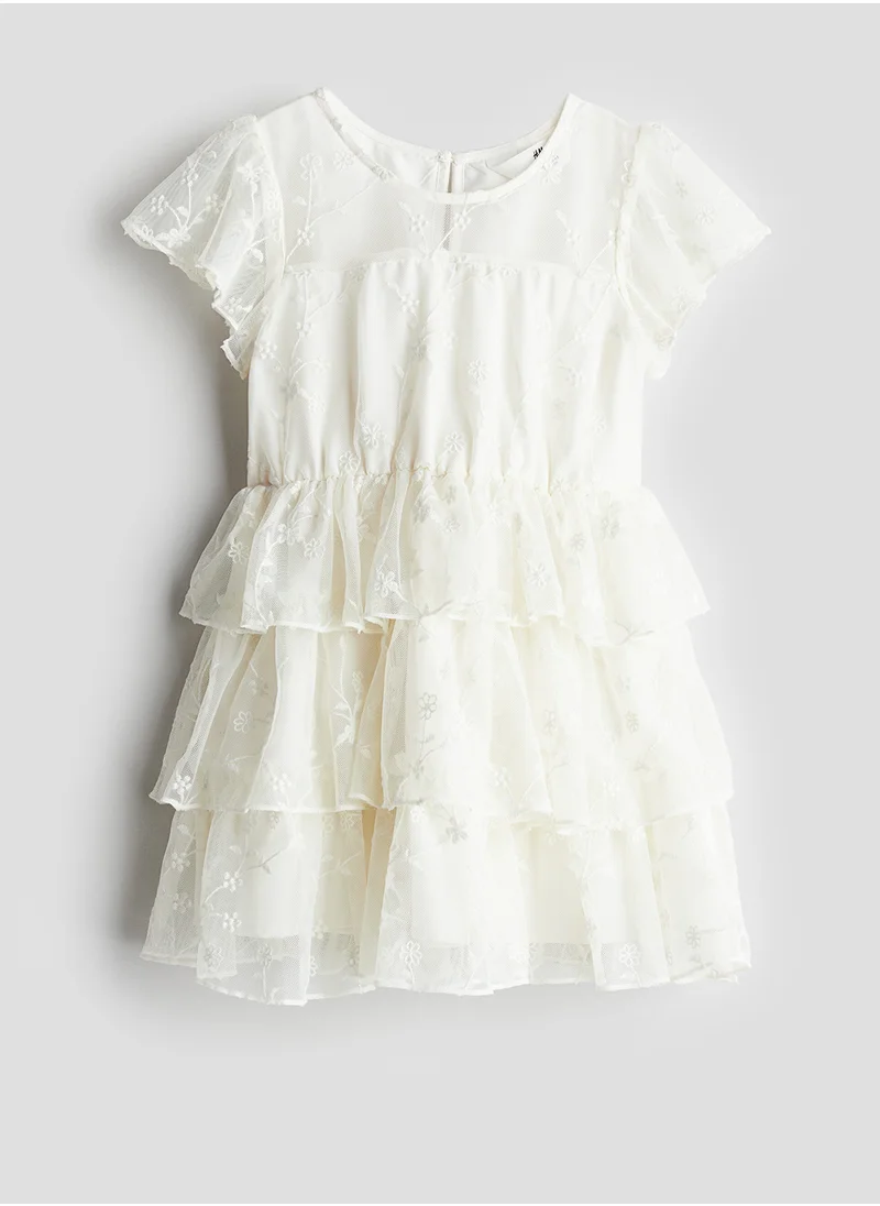 H&M Flounced Chiffon Dress