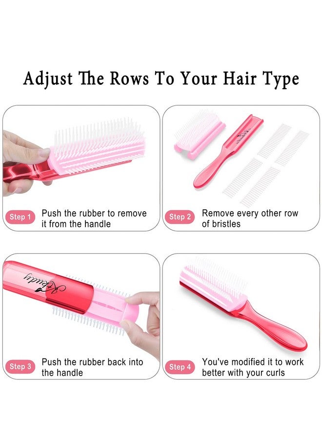 KTKUDY Curl Defining And Shaping Brush - 9 Rows For Separating And Finishing Thick, Wavy, Curly Or Coily Hair (Pink) - Image 2
