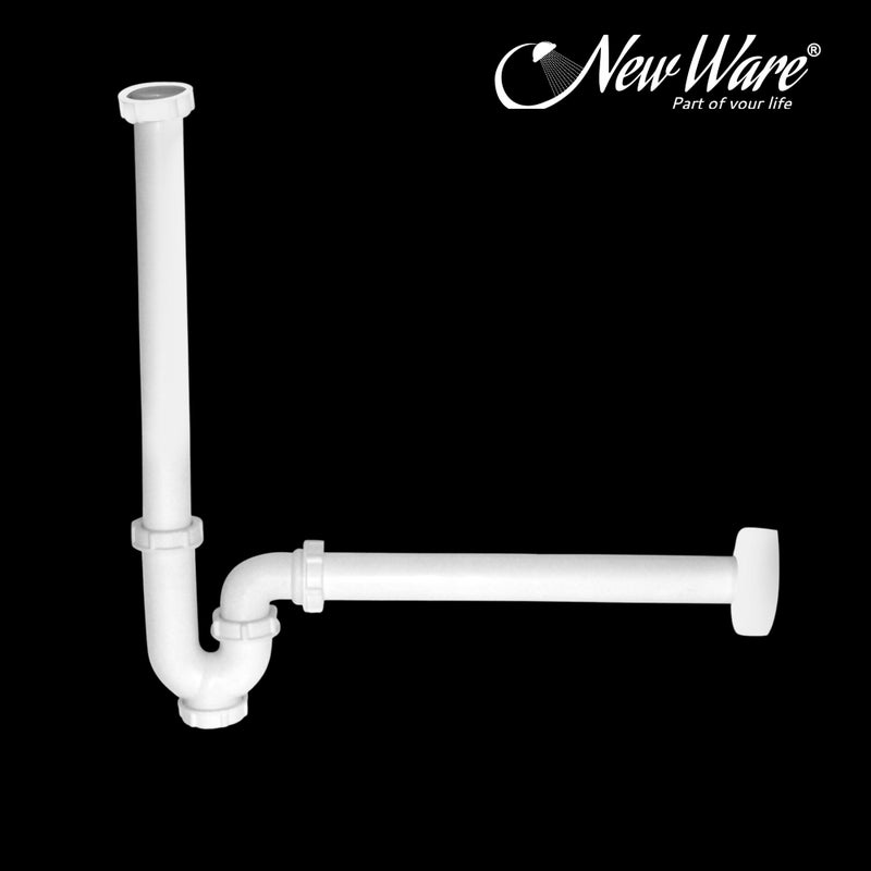NEW WARE® PVC Bottle Trap P Trap Type with Pipe for Bathroom Basin Kitchen Sink Wash Basin Drain Water Outlet (White,Set of 1) - Image 2