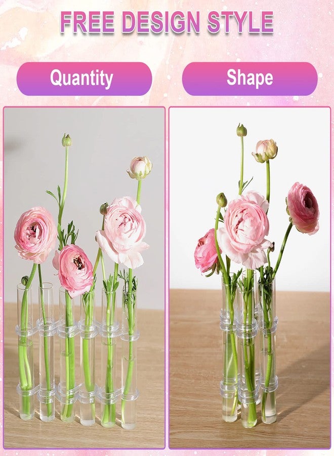 OneNine Hinged Flower Vase, Tube Hinged Vase for Flowers, Test Tubes Flower Vases Plant Vase Decor Set with Brush, Great for Living Room, Office, Library, Conference Room Decoration(Large 6pcs) - Image 3
