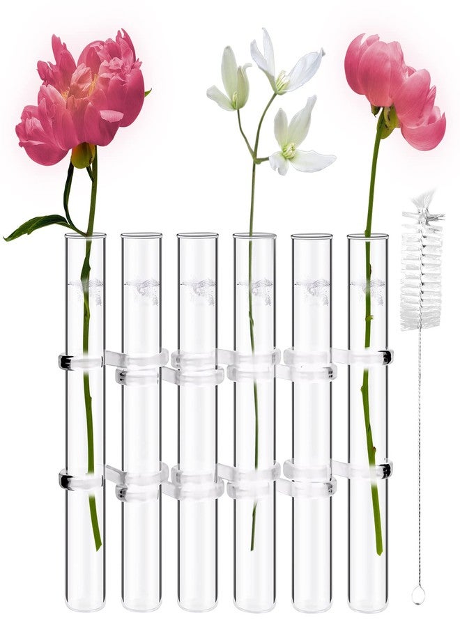 OneNine Hinged Flower Vase, Tube Hinged Vase for Flowers, Test Tubes Flower Vases Plant Vase Decor Set with Brush, Great for Living Room, Office, Library, Conference Room Decoration(Large 6pcs) - Image 1