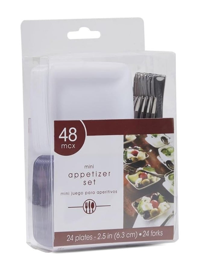 Goldedge 48-Piece Mini Appetizer Set Includes 24 Tasting Plates & 24 Mini Tasting Forks Stylish & Reusable for Parties & Events  - Image 3